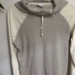 Columbia Cream and Brown Striped long sleeve Hoodie